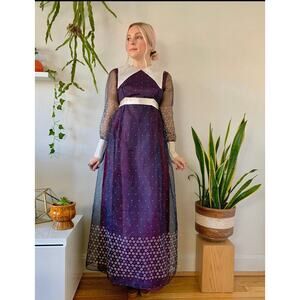 1960’s Sheer Balloon Sleeve Empire Waist Dress